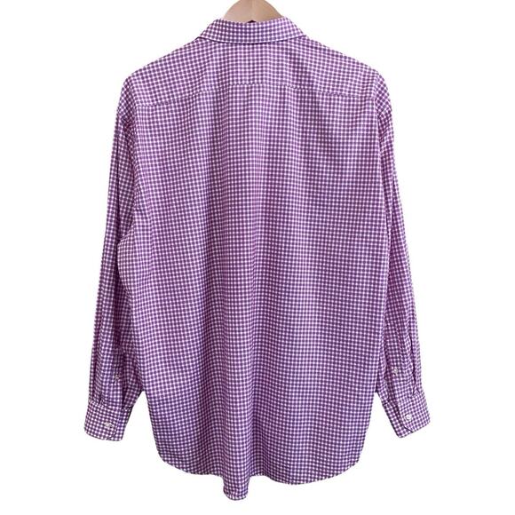 Robert Graham Mens 2XL (47/18.5) Purple White Gingham Textured Button Up Shirt - Picture 5 of 8